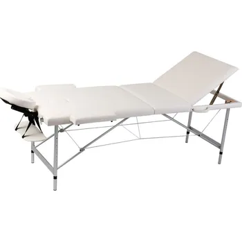 Masáž Krémově bílý skládací masážní stůl se 3 zónami a hliníkovým rámem - 8718475899709