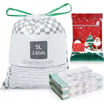 Pytle na odpadky Odolné pytle na odpad se stahovací šňůrkou Malé 40x45 cm 5 l 55 ks Bílé