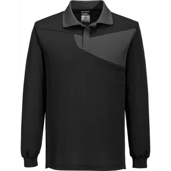 Pánské tričko PORTWEST Polokošile PW218 Cotton Comfort, dlouhý rukáv POR-PW218BZRXXXL 3XL Černá/šedá
