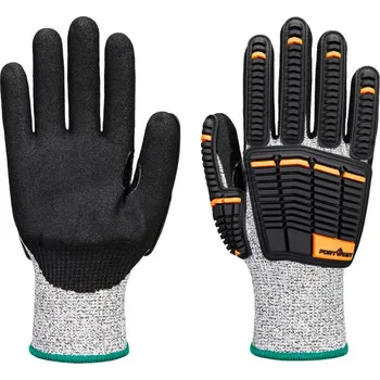 Pracovní rukavice PORTWEST Rukavice A718 Impact C13 Nitrile Foam PVC POR-A718G8RM M Šedá/černá