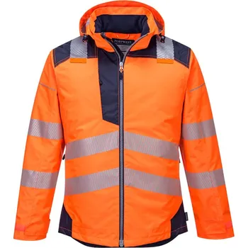 pracovní bunda PORTWEST Bunda do deště HiVis PW3 T400, zateplená, reflexní POR-T400ONRXXXL 3XL Oranžová/navy