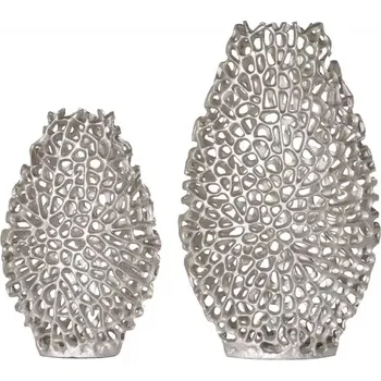 Váza 2SET váza ABSTRACT LEAF 40/30 CM stříbrná