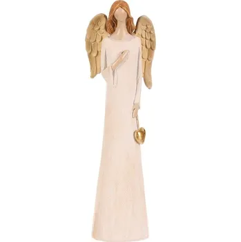 Vánoční dekorace Anděl se zlatým srdcem - polyresin, béžový Barva: Béžová