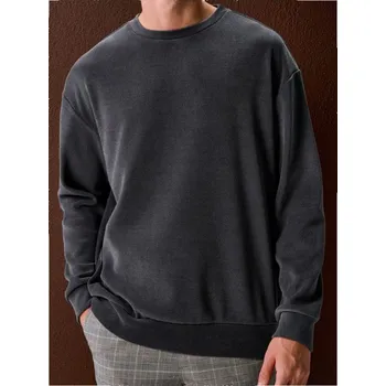 Pánská mikina Sinsay - Žebrovaná mikina s kulatým výstřihem - šedá - 496HL-90X - 496HL-90X-L