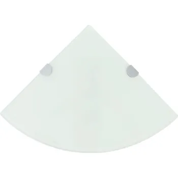 police Rohová police s chromovými podpěrami sklo bílá 35x35 cm - 8718475527381