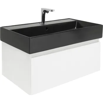 Koupelnový nábytek SAT Koupelnová skříňka s baterií a umyvadlem SAT Evolution 1 78x30x44,8 cm bílá mat SATEVO80WMU2BBA SATEVO80WMU2BBA