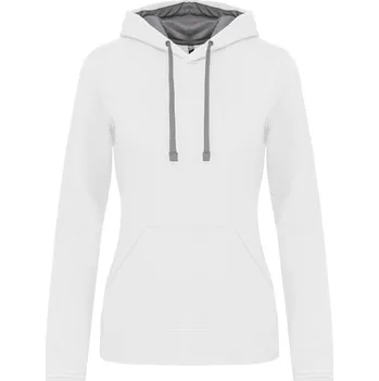 Dámská mikina KARIBAN Dámská mikina s kontrastní kapucí K465 Barva: Bílá - Šedá, Velikost: S