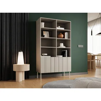 regál Moderní knihovna KERENS s uzavíratelnou skříňkou - béžová