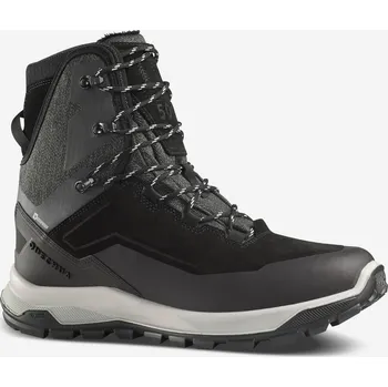 Pánská treková obuv QUECHUA Pánské turistické vysoké nepromokavé kožené boty SH 900 41 ČERNÁ