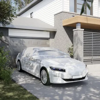 Plachta na motorové vozidlo Poloviční autopotah s háčky stříbrný L - 8721102646836