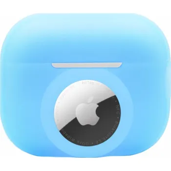 2v1 silikonový ochranný obal pro AirPods Pro 2 / AirTag - modrý svítící ve tmě