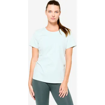 Dámské tričko DOMYOS Dámské tričko s kulatým výstřihem bavlněné 2XL MODRÁ|ZELENÁ