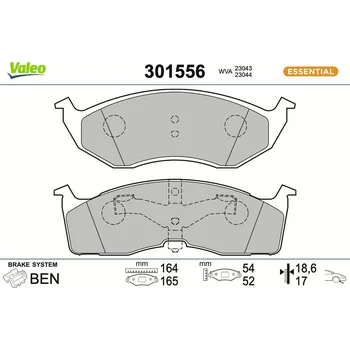 Brzdová destička Sada brzdových destiček, kotoučová brzda VALEO 301556