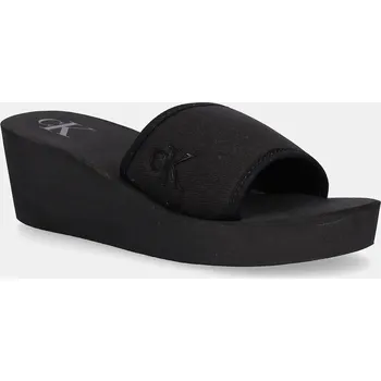 Dámské pantofle Pantofle Calvin Klein Jeans BEACH WEDGE SLIDE CANVAS YW0YW01725 černá 99X, EUR 40