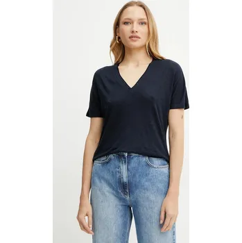 Pánské tričko Tričko s příměsí lnu BOSS 50537543 námořnická modř 59X, vel. XS