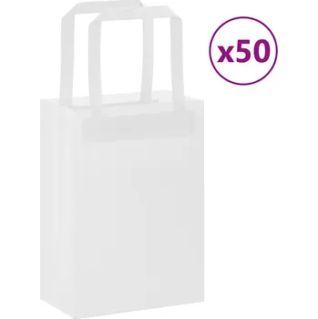 Dárková taška Papírové tašky 50 ks s uchy Bílá 15x8x21 cm - 8721158517678
