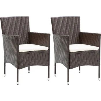 Zahradní jídelní židle 2 ks polyratan hnědé - 8720286089316
