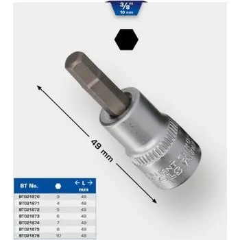 Gola hlavice Brilliant Tools BT021871 Nástrčný ořech s bitem 3/8", vnitřní šestihran, 4 mm
