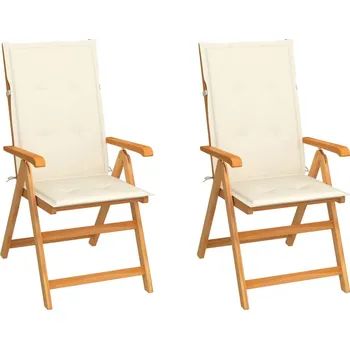 Zahradní židle 2 ks s krémovými poduškami masivní teak - 8720286263020