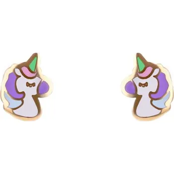 Náušnice Zlaté dětské šroubovací náušnice s jednorožci Brenna