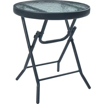 Zahradní stůl Bistro stolek černý 40 x 46 cm ocel a sklo - 8719883760155