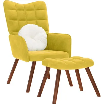 Křeslo Relaxační křeslo s taburetkou žluté sametové - 8721158362537