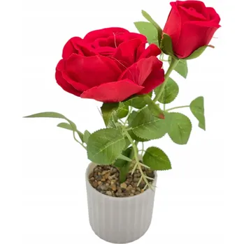 umělá květina Umělý květ Růže v květináči 2,9 9 Cm , červená