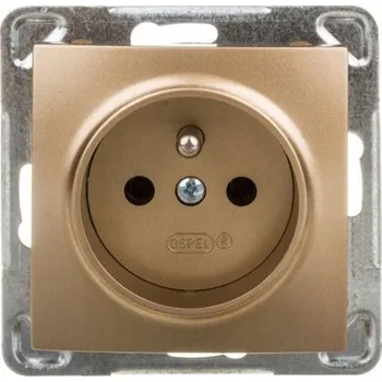 Elektrická zásuvka Impresja zásuvka jednoduchá s uzemněním zlatá OSPEL