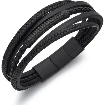 Náramek Pánský náramek z černé kůže B1000837 Diverse