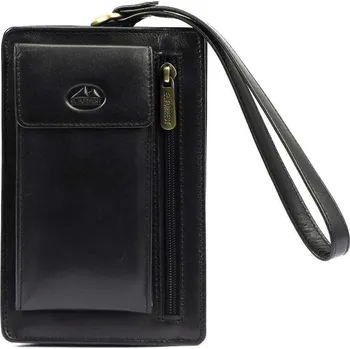 Pánská Černá Kožená Sáček EL FORREST MB02-67 s Zlatými Kováními