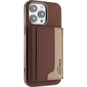 MagSafe wallet Binfen New, na kreditní karty s funkcí stojánku, 6 slotů na kartu, hnědá