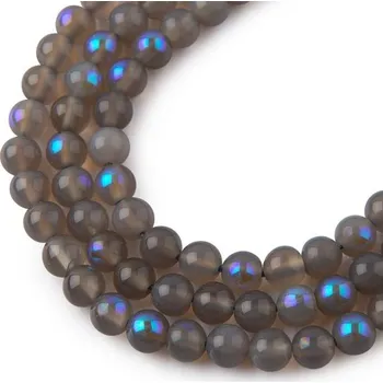 Dětské navlékací korálky Korálky z minerálu Šedý achát s leskem 6 mm