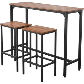 Barová židle Vevor Souprava barového stolu a židlí, 3 ks, 1193.8mm, obdélníková, hnědá