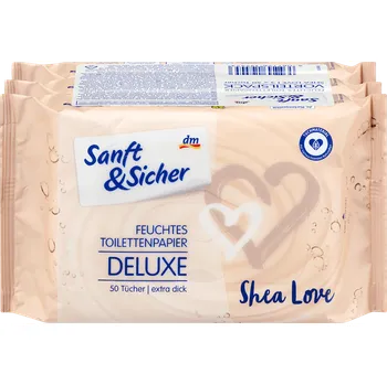 Toaletní papíry Sanft&Sicher vlhčený toaletní papír Deluxe Shea Love 3x50 ks
