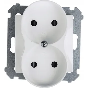 Elektrická zásuvka Dvojitá zásuvka pod omítku bez uzemnění, řada Kontakt Simon 54, bílá