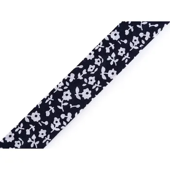 Šikmý proužek bavlněný vzorovaný šíře 20 mm zažehlený, střední, 920224/1 modrá tmavá