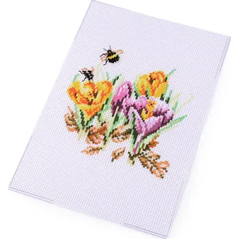 Textilie Sada vyšívání - předloha, jehla, bavlnky, střední, 3 bílá včela