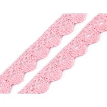 Bavlněná krajka paličkovaná šíře 15 mm, střední, 31 růžová sv. (bavlna)