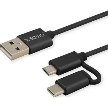 Datový kabel Kabel Savio USB - USB typ C 1 m černý