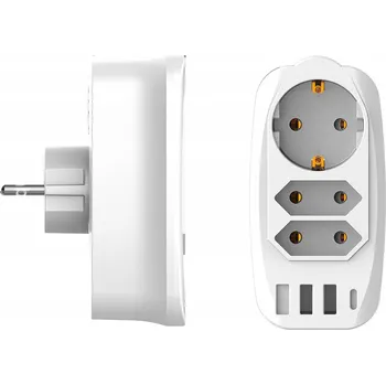 Elektrická zásuvka Elektrická zásuvka, rozbočka se 3 zásuvkami, 3x USB A, 1 x USB C
