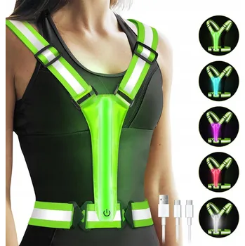 REFLEXNÍ LED VESTA NA KOLO PRO BĚHÁNÍ SVÍTÍCÍ SVĚTÝLKA 5 barev