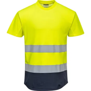 pracovní tričko PORTWEST Tričko síťové C395, krátký rukáv, reflexní POR-C395YNRS S Žlutá/navy