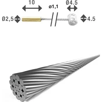 Lanko pro jízdní kolo Lanko řadící XLC 1,1/2250mm+2x nipl