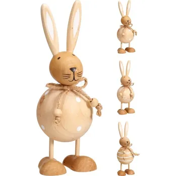 Velikonoční dekorace Zajíc dřevo 50x50x140mm na postavení mix, přírodní 44 gram