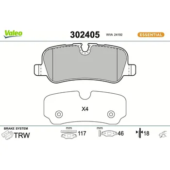 Brzdová destička Sada brzdových destiček, kotoučová brzda VALEO 302405