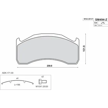 Brzdová destička Sada brzdových destiček, kotoučová brzda STEINHOF SM494-Z