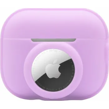Pouzdro na mobilní telefon 2v1 silikonový ochranný obal pro AirPods Pro 2 / AirTag - fialový