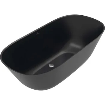 Vana Villeroy & Boch Theano - Volně stojící vana, 175x80 cm, Quaryl, Pure Black UBQ175ANH7F200V-R7