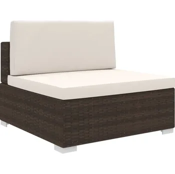 Zahradní pohovka Dílčí středová pohovka 1 ks s poduškami polyratan hnědá - 8719883725123