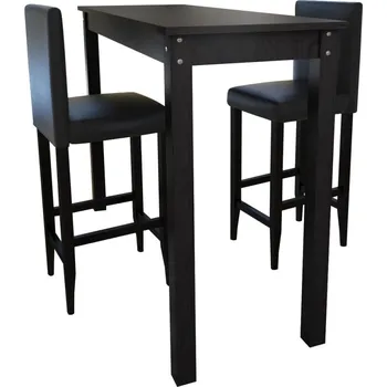 Zahradní sestava Černý barový stůl a 2 barové židle - 8718475847618